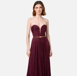 Abiti Red Carpet|Red Carpet|Elisabetta Franchi Abito red carpet in jersey lurex plissettato con cintura RougeNoir