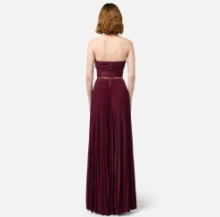 Abiti Red Carpet|Red Carpet|Elisabetta Franchi Abito red carpet in jersey lurex plissettato con cintura RougeNoir