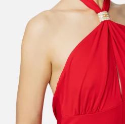 Abiti Red Carpet|Red Carpet|Elisabetta Franchi Abito red carpet in jersey con drappeggio e placca logo RedPassion