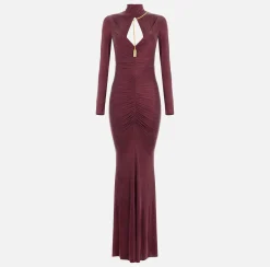 Abiti Red Carpet|Red Carpet|Elisabetta Franchi Abito red carpet in jersey drappeggiato con collana RougeNoir