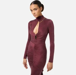 Abiti Red Carpet|Red Carpet|Elisabetta Franchi Abito red carpet in jersey drappeggiato con collana RougeNoir