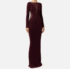 Abiti Red Carpet|Red Carpet|Elisabetta Franchi Abito red carpet in lycra flock e tulle RougeNoir