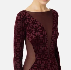 Abiti Red Carpet|Red Carpet|Elisabetta Franchi Abito red carpet in lycra flock e tulle RougeNoir