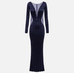 Abiti Red Carpet|Red Carpet|Elisabetta Franchi Abito red carpet in lycra flock e tulle Navy