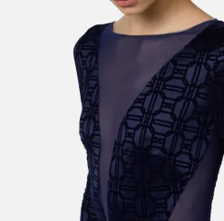 Abiti Red Carpet|Red Carpet|Elisabetta Franchi Abito red carpet in lycra flock e tulle Navy