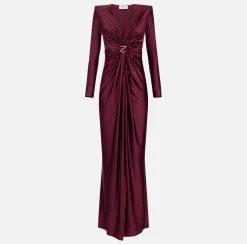 Abiti Red Carpet|Red Carpet|Elisabetta Franchi Abito red carpet in lycra con nodo e accessorio logo RougeNoir