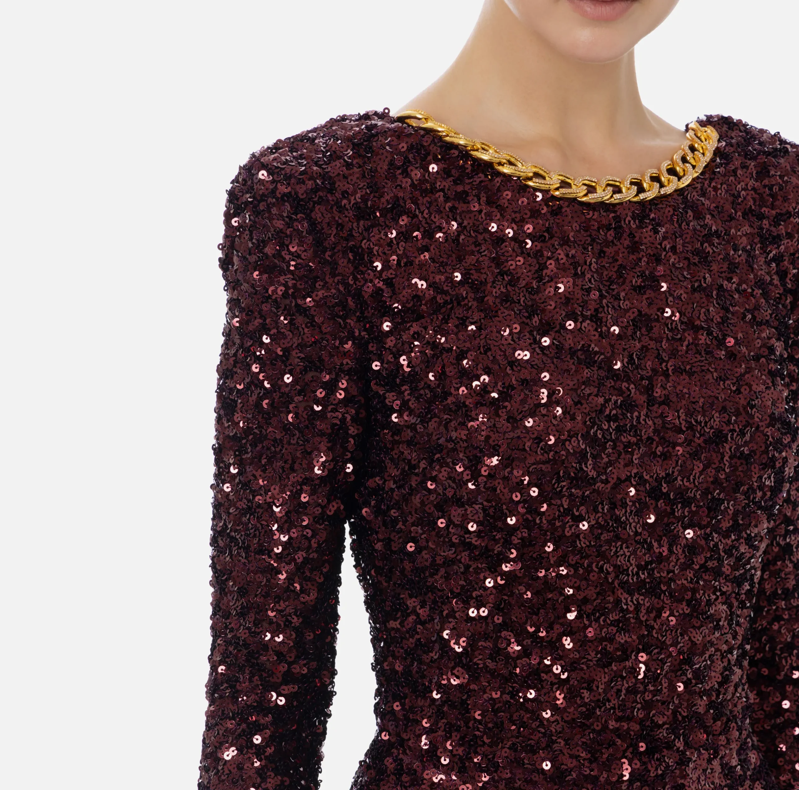 Abiti Red Carpet|Red Carpet|Elisabetta Franchi Abito red carpet in paillettes con catena e strass RougeNoir