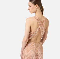 Abiti Red Carpet|Red Carpet|Elisabetta Franchi Abito red carpet in tulle con ricamo paillettes chevron Cipria