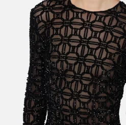 Abiti Red Carpet|Red Carpet|Elisabetta Franchi Abito red carpet in tulle flock ricamato Nero