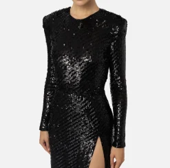 Abiti Red Carpet|Red Carpet|Elisabetta Franchi Abito red carpet in tulle ricamato con paillettes con cut-out Nero