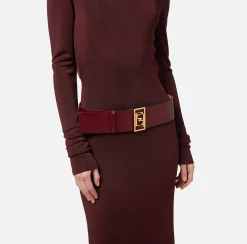 Abiti In Maglia|Abiti Red Carpet|Elisabetta Franchi Abito red carpet in viscosa lucida con cintura RougeNoir