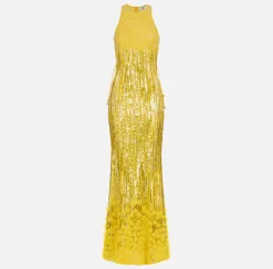 Red Carpet|Abiti Red Carpet|Elisabetta Franchi Abito red carpet ricamato con frange d'organza Mimosa