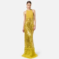 Red Carpet|Abiti Red Carpet|Elisabetta Franchi Abito red carpet ricamato con frange d'organza Mimosa