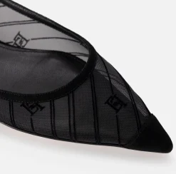 Sneakers E Scarpe Basse|Elisabetta Franchi Ballerina in rete flock Nero