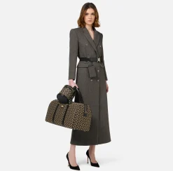 Valigeria|Borse A Mano|Elisabetta Franchi Bauletto Cilindro Monogram Travel Liquirizia/Nero