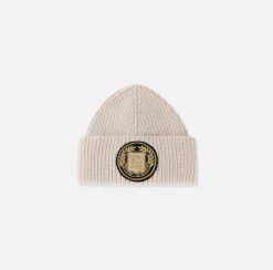 Cappelli E Guanti|Elisabetta Franchi Beanie in lana con patch logo Burro