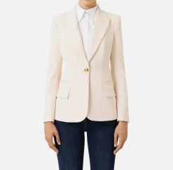 Giacche & Trench|Elisabetta Franchi Blazer in crêpe con revers a lancia Burro