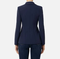 Giacche & Trench|Elisabetta Franchi Blazer in crêpe con revers a lancia Navy