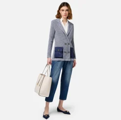 Giacche & Trench|Maglieria E Felpe|Elisabetta Franchi Blazer in viscosa mélange con tasche in vela tecnica Salepepe