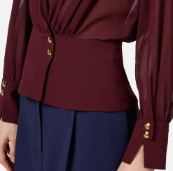 Camicie E Bluse|Elisabetta Franchi Blusa in georgette con baschina RougeNoir