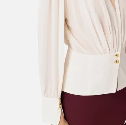 Camicie E Bluse|Elisabetta Franchi Blusa in georgette con baschina Burro