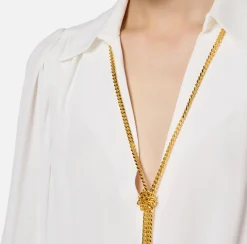 Camicie E Bluse|Elisabetta Franchi Blusa in georgette con charms collana Avorio