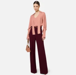 Camicie E Bluse|Elisabetta Franchi Blusa in georgette con foulard Blush