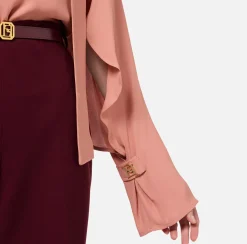 Camicie E Bluse|Elisabetta Franchi Blusa in georgette con foulard Blush