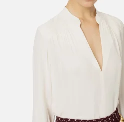 Camicie E Bluse|Elisabetta Franchi Blusa in georgette con pattern a righe Burro