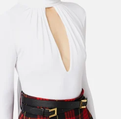 Top, T-Shirt & Body|Elisabetta Franchi Body in jersey con collo effetto sciarpa Avorio