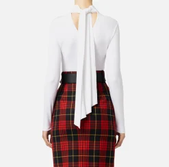 Top, T-Shirt & Body|Elisabetta Franchi Body in jersey con collo effetto sciarpa Avorio