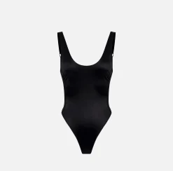 Top, T-Shirt & Body|Elisabetta Franchi Body in lycra con bande in elastico logato Nero