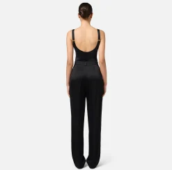 Top, T-Shirt & Body|Elisabetta Franchi Body in lycra con bande in elastico logato Nero