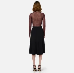 Top, T-Shirt & Body|Elisabetta Franchi Body in tulle jacquard con coppe RougeNoir