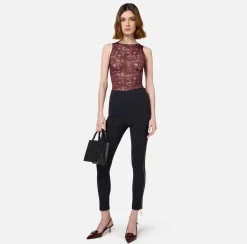 Top, T-Shirt & Body|Elisabetta Franchi Body in tulle lettering RougeNoir