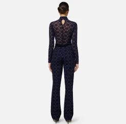 Top, T-Shirt & Body|Elisabetta Franchi Body in tulle stampato flock Navy