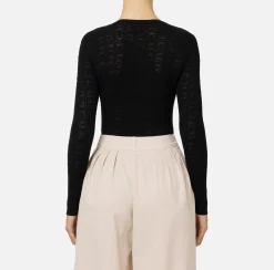 Top, T-Shirt & Body|Elisabetta Franchi Body in viscosa logo punto rete Nero