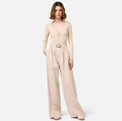 Top, T-Shirt & Body|Elisabetta Franchi Body in viscosa logo punto rete Burro