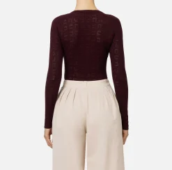 Top, T-Shirt & Body|Elisabetta Franchi Body in viscosa logo punto rete RougeNoir