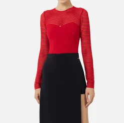 Top, T-Shirt & Body|Elisabetta Franchi Body in viscosa motivo chevron RedPassion