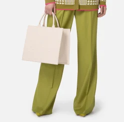 Borse A Mano|Elisabetta Franchi Bold Monogram Large Shopper Burro