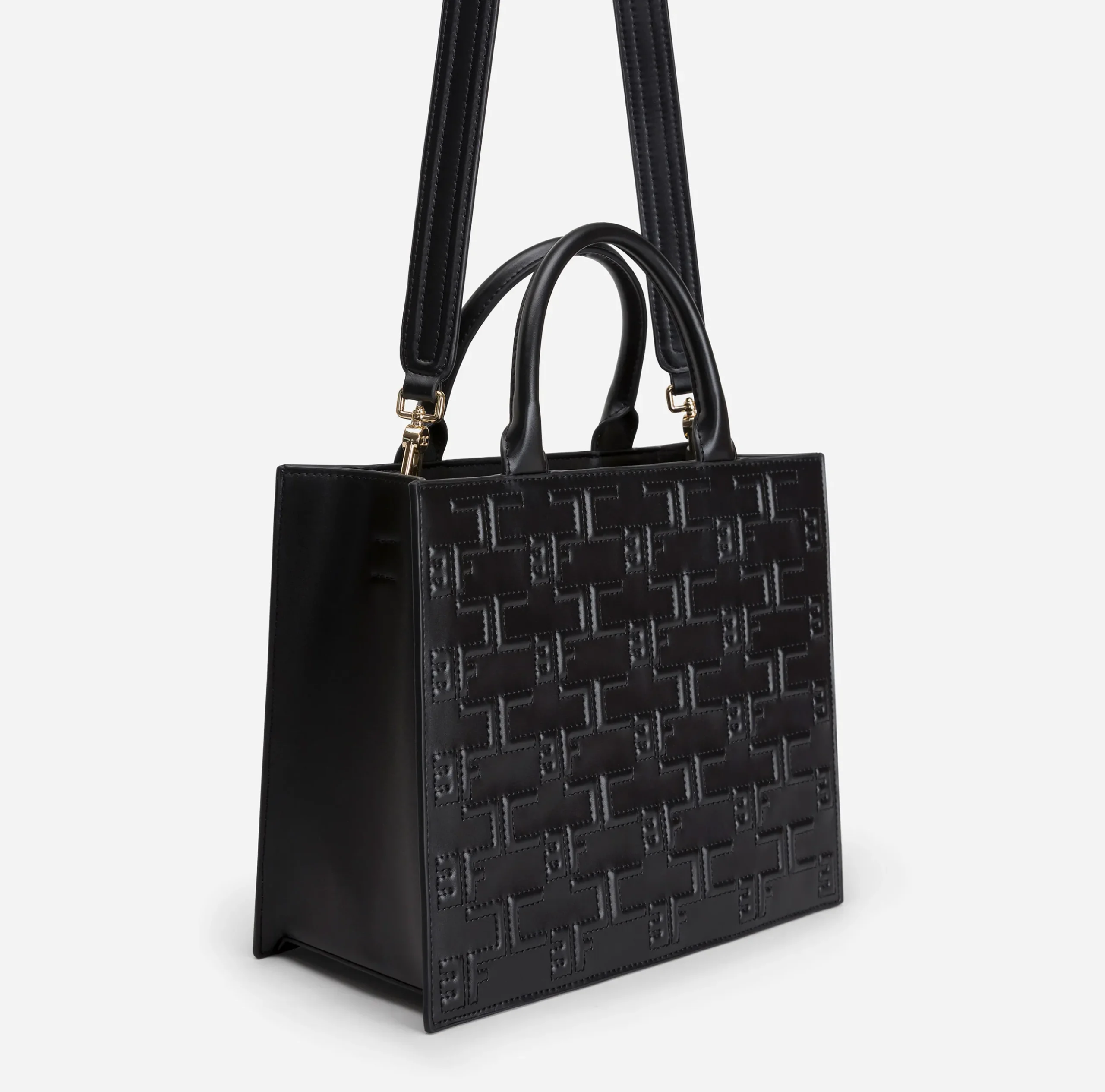 Borse A Mano|Elisabetta Franchi Bold Monogram Medium Shopper Nero