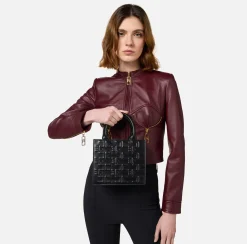 Borse A Mano|Elisabetta Franchi Bold Monogram Small Shopper Nero