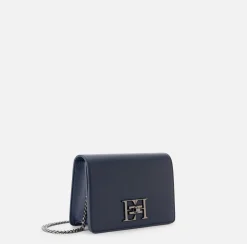 Borse A Tracolla|Elisabetta Franchi Borsa a tracolla con girello logo in metallo Navy