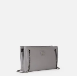 Borse A Spalla|Elisabetta Franchi Borsa a tracolla con scudetto in metallo silver Steel