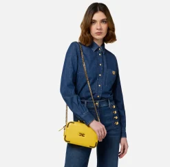 Borse A Tracolla|Elisabetta Franchi Borsa a tracolla in materiale effetto pelle con angoli in metallo Mimosa