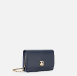 Borse A Tracolla|Elisabetta Franchi Borsa a tracolla in materiale sintetico con placca logo Navy