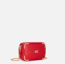 Borse A Tracolla|Elisabetta Franchi Borsa a tracolla in materiale effetto pelle con angoli in metallo RedPassion