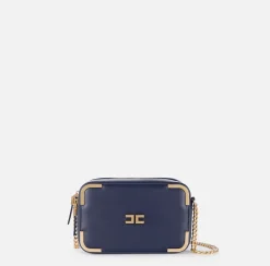 Borse A Tracolla|Elisabetta Franchi Borsa a tracolla in materiale effetto pelle con angoli in metallo Navy