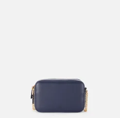 Borse A Tracolla|Elisabetta Franchi Borsa a tracolla in materiale effetto pelle con angoli in metallo Navy